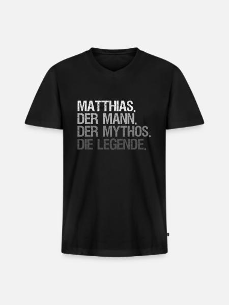 Matthias - Männer Premium Bio T-Shirt mit V-Ausschnitt - Schwarz