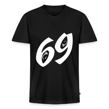 Sex Sex Geschenke Versaute Sprüche 69er Stellung - Männer Premium Bio T-Shirt mit V-Ausschnitt - Schwarz - Vorne - Nico (187cm)