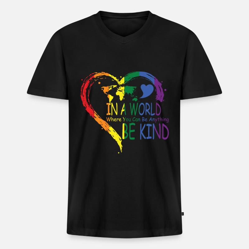 Be Kind - Männer Premium Bio T-Shirt mit V-Ausschnitt - Schwarz