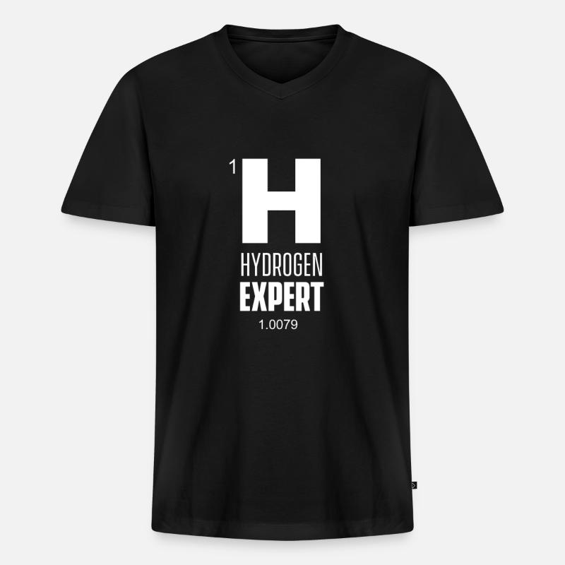 Wasserstoff Experte H Hydrogen Brennstoffzelle - Männer Premium Bio T-Shirt mit V-Ausschnitt - Schwarz