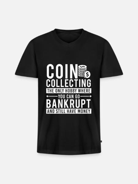 Coin Collecting Bankrupt Money - Men's Premium Organic T-shirt with V-neck - black