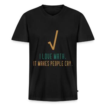 I love math - Funny math quote - Men's Premium Organic T-shirt with V-neck - black - Front - Nico (187cm)