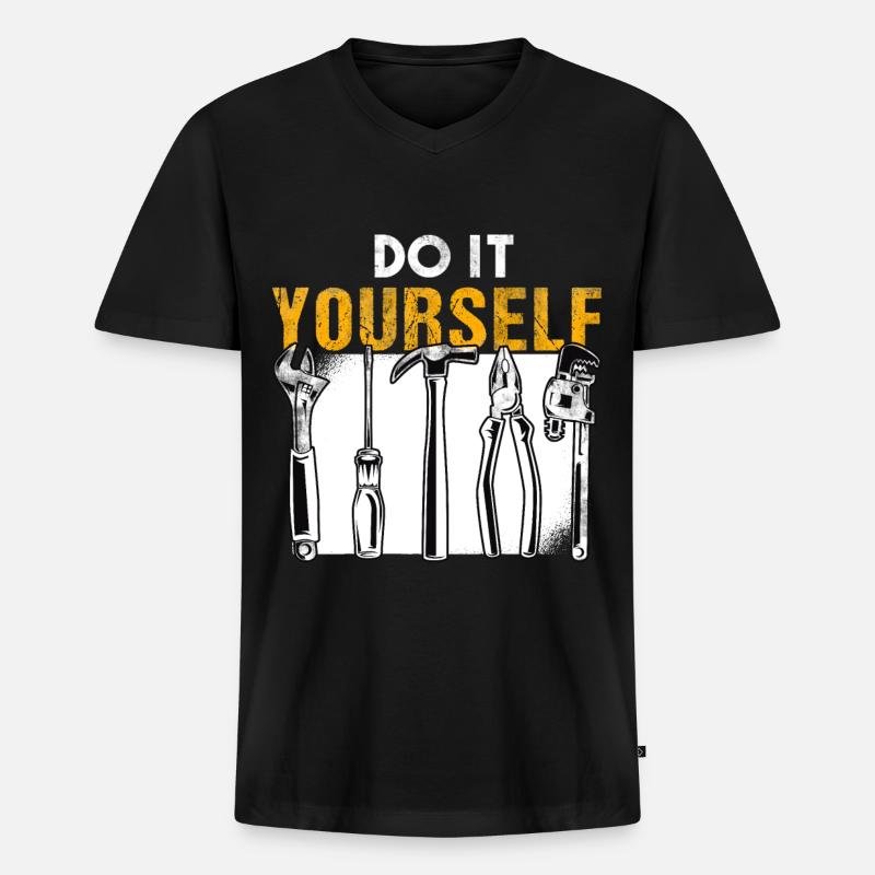 DIY Handwerker Heimwerker - Männer Premium Bio T-Shirt mit V-Ausschnitt - Schwarz