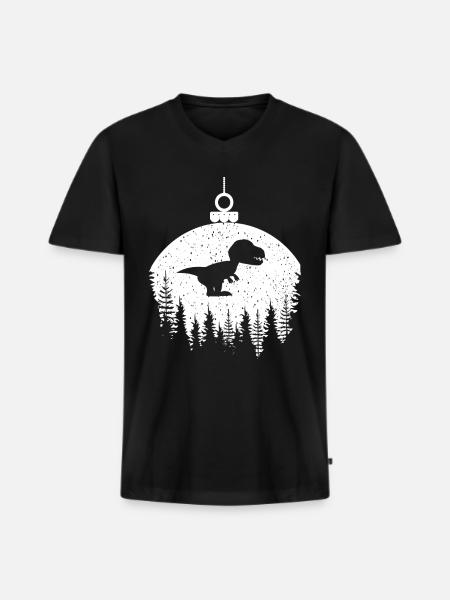 Dinosaurier Dino Christbaumkugel Weihnachtskugel - Männer Premium Bio T-Shirt mit V-Ausschnitt - Schwarz
