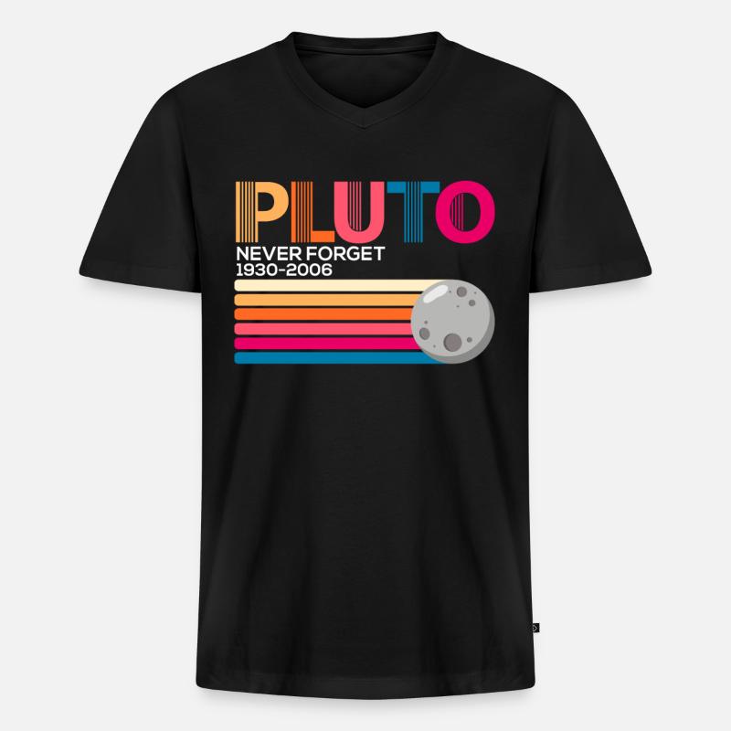 Pluto Never Forget - Männer Premium Bio T-Shirt mit V-Ausschnitt - Schwarz