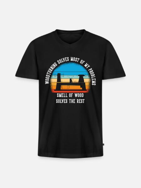 Tourneurs Drechselbank Drechsel - T-shirt encolure en V Premium bio Homme - noir