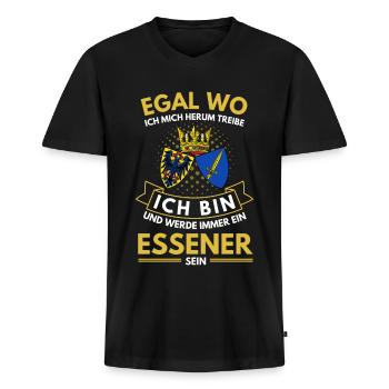 Stadt Essen Wappen Stolzer Essener Geschenk - Männer Premium Bio T-Shirt mit V-Ausschnitt - Schwarz - Vorne - Nico (187cm)