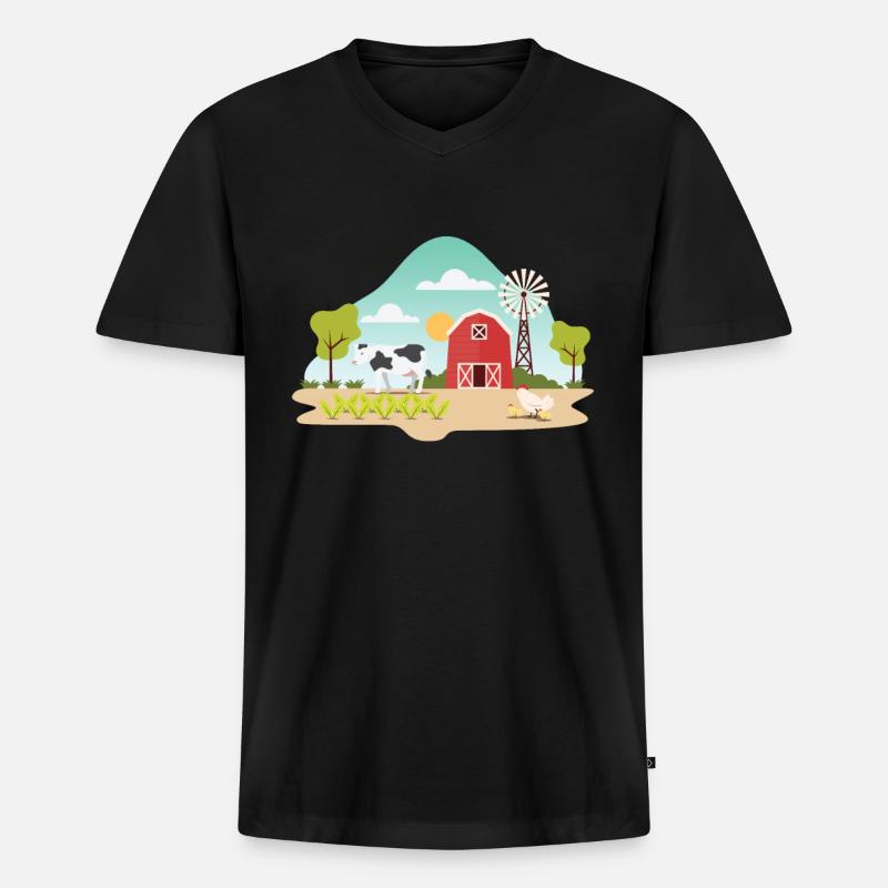 Farm - Männer Premium Bio T-Shirt mit V-Ausschnitt - Schwarz
