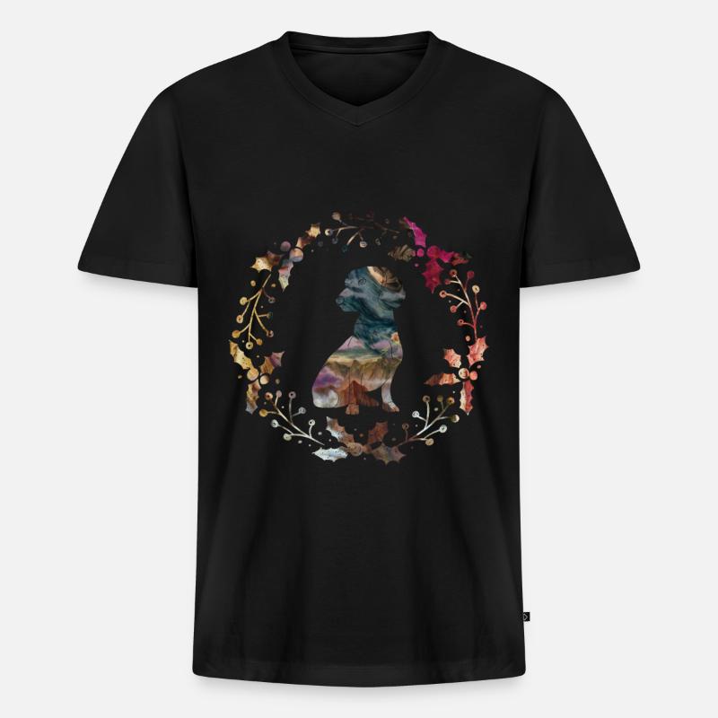 dackel - Männer Premium Bio T-Shirt mit V-Ausschnitt - Schwarz