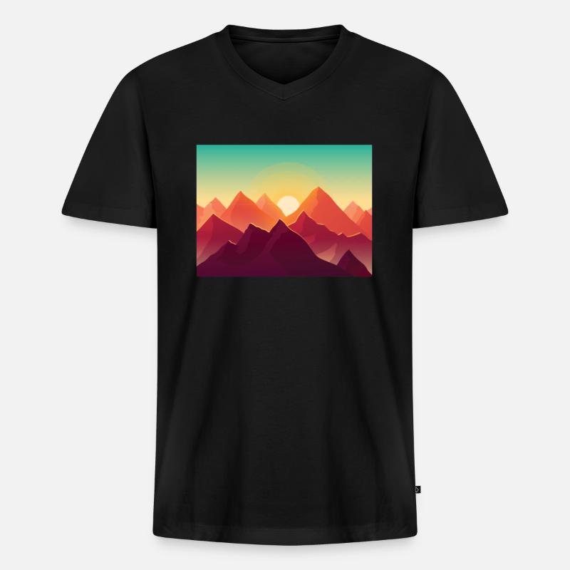 Berge - Sonnenaufgang - Männer Premium Bio T-Shirt mit V-Ausschnitt - Schwarz