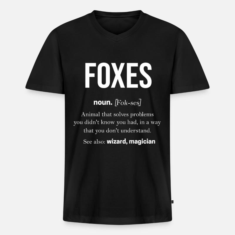 Fuchs - Männer Premium Bio T-Shirt mit V-Ausschnitt - Schwarz