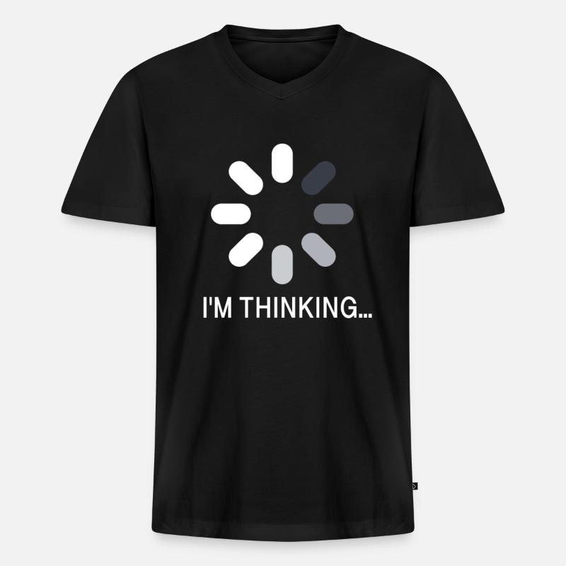 I AM THINKING - Männer Premium Bio T-Shirt mit V-Ausschnitt - Schwarz