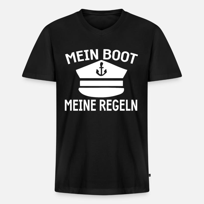 Boot Geschenke Bootsbesitzer - Männer Premium Bio T-Shirt mit V-Ausschnitt - Schwarz