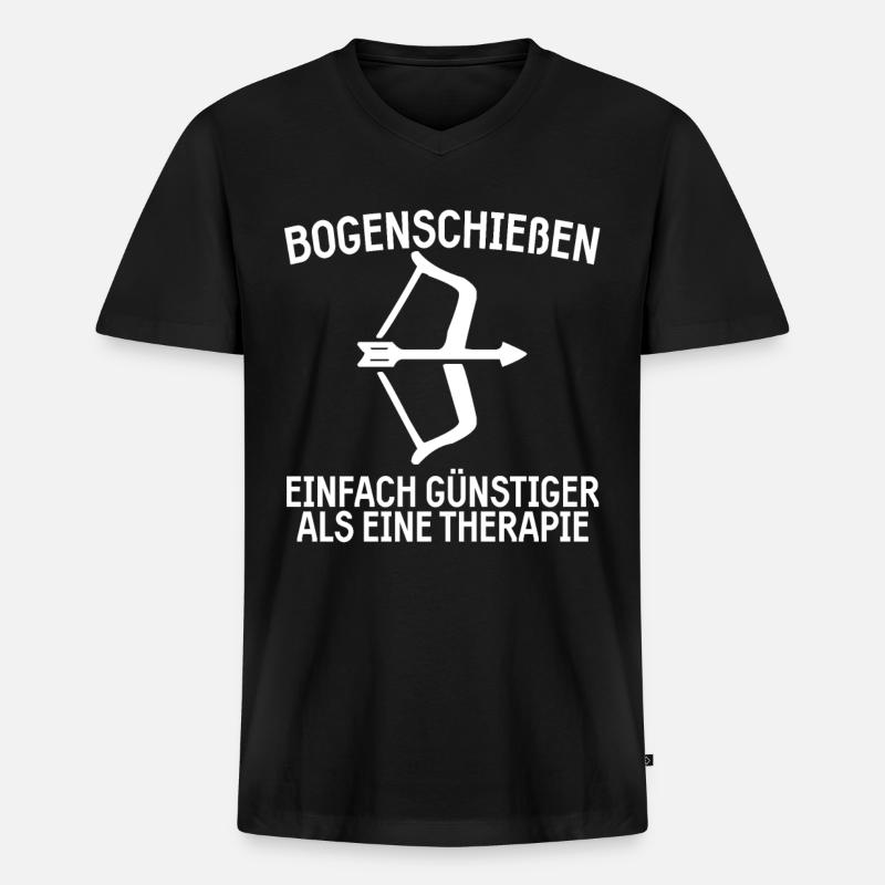 Bogensport Bogenschiessen Langbogen Geschenk - Männer Premium Bio T-Shirt mit V-Ausschnitt - Schwarz