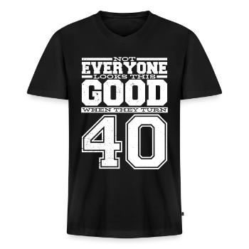 40 Geburtstag Mann 40 Geburtstag - Männer Premium Bio T-Shirt mit V-Ausschnitt - Schwarz - Vorne - Nico (187cm)