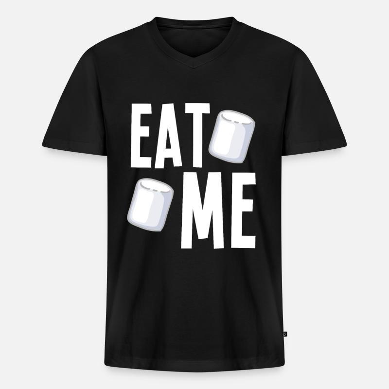 Iss mich Marshmallows - Männer Premium Bio T-Shirt mit V-Ausschnitt - Schwarz