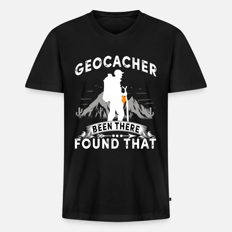 geocache - Männer Premium Bio T-Shirt mit V-Ausschnitt - Schwarz