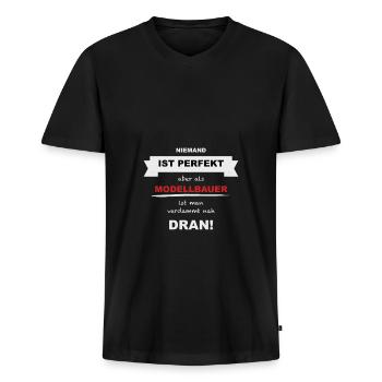 Modellbauer Modellbau Hobbybastler - Männer Premium Bio T-Shirt mit V-Ausschnitt - Schwarz - Vorne - Nico (187cm)