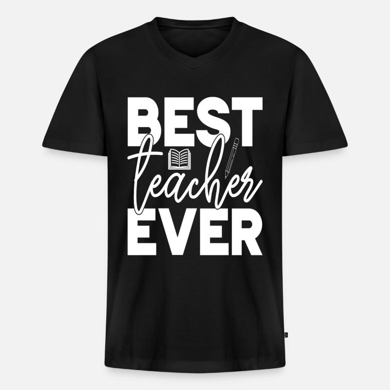 Bester Lehrer - Männer Premium Bio T-Shirt mit V-Ausschnitt - Schwarz