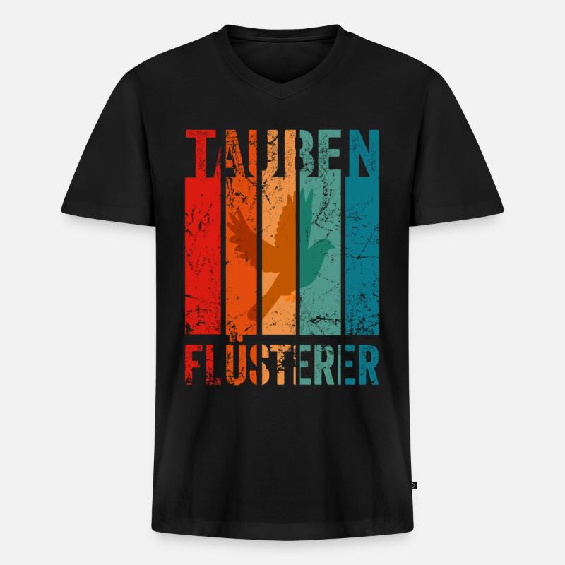 Tauben Flüsterer - Männer Premium Bio T-Shirt mit V-Ausschnitt - Schwarz