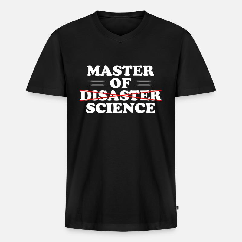 Master of Science Disaster - Männer Premium Bio T-Shirt mit V-Ausschnitt - Schwarz