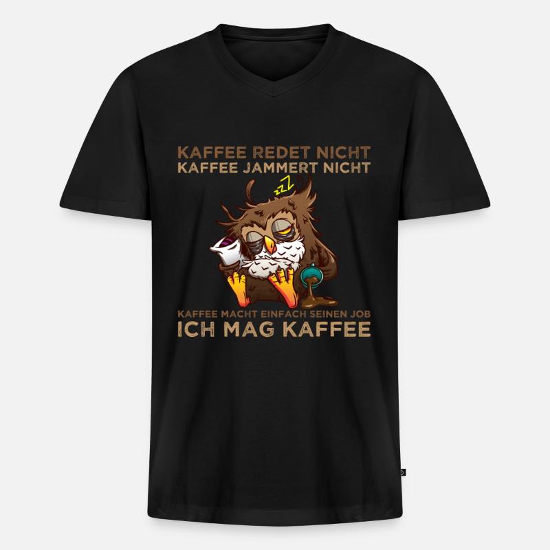Ich mag Kaffee - Männer Premium Bio T-Shirt mit V-Ausschnitt - Schwarz