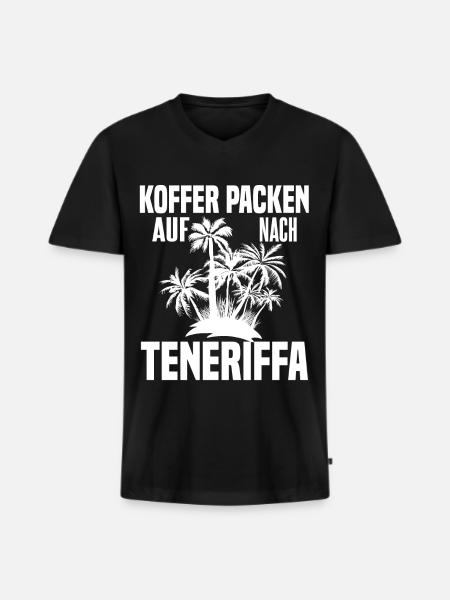 Teneriffa Urlaub - Männer Premium Bio T-Shirt mit V-Ausschnitt - Schwarz
