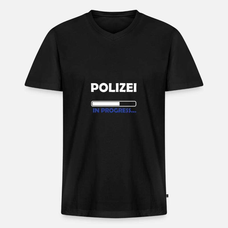 Polizei in progress - Männer Premium Bio T-Shirt mit V-Ausschnitt - Schwarz
