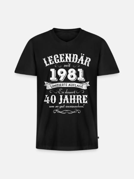 40. Geburtstag Legendär seit 1981 Retro - Männer Premium Bio T-Shirt mit V-Ausschnitt - Schwarz