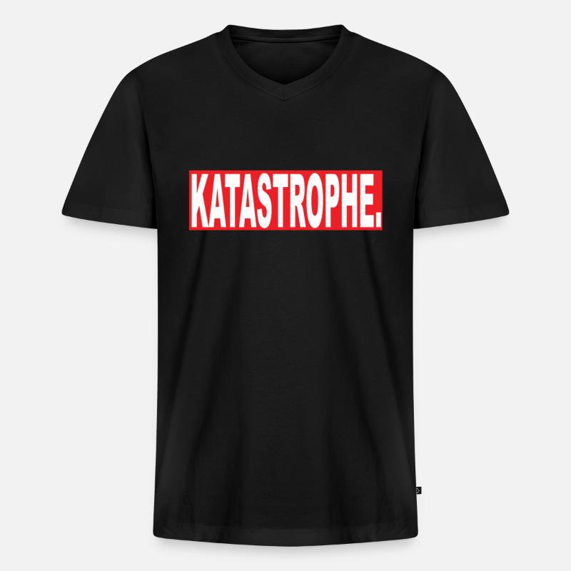 Katastrophe - Männer Premium Bio T-Shirt mit V-Ausschnitt - Schwarz