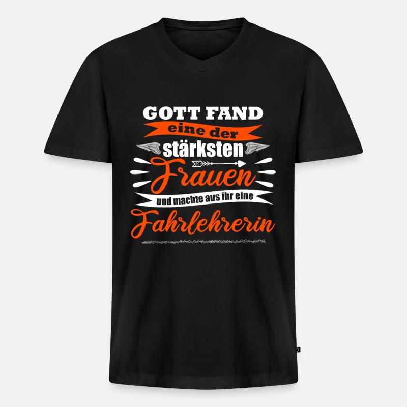 Fahrlehrerin - Männer Premium Bio T-Shirt mit V-Ausschnitt - Schwarz