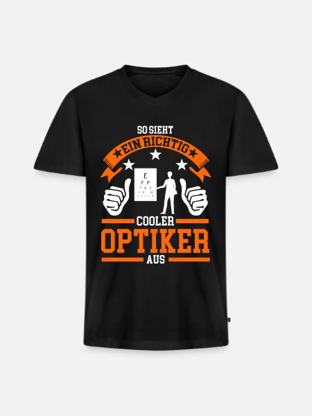 Optiker Brille Optik Geschenk - Männer Premium Bio T-Shirt mit V-Ausschnitt - Schwarz
