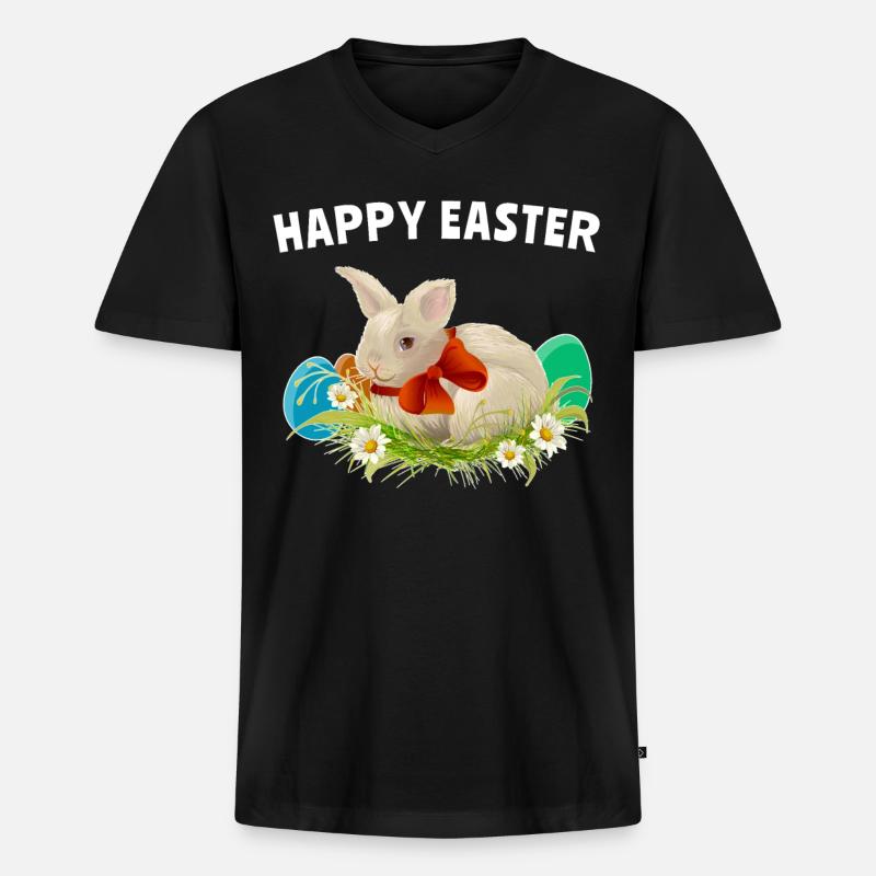Easter Easter Happy Easter - Men's Premium Organic T-shirt with V-neck - black