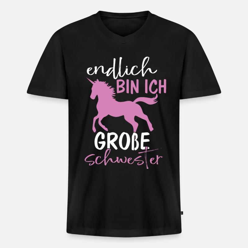 Endlich bin ich große Schwester - Männer Premium Bio T-Shirt mit V-Ausschnitt - Schwarz