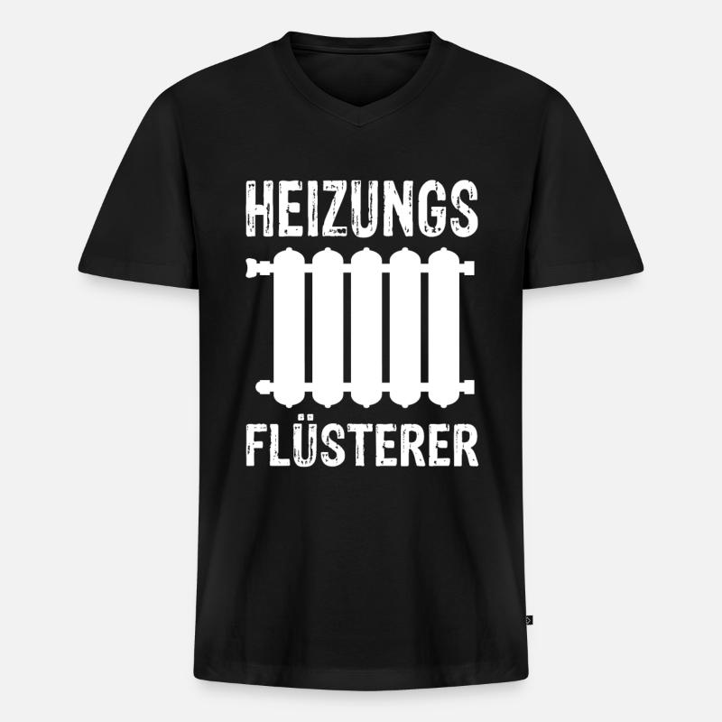 Heizung Flüsterer - Männer Premium Bio T-Shirt mit V-Ausschnitt - Schwarz