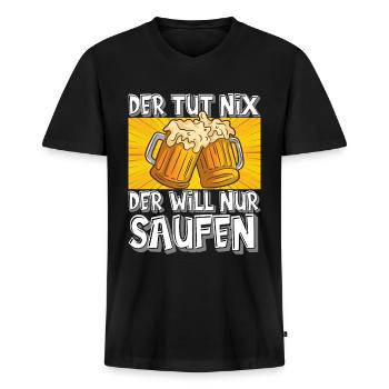 Der tut nix der will nur saufen - Männer Premium Bio T-Shirt mit V-Ausschnitt - Schwarz - Vorne - Nico (187cm)