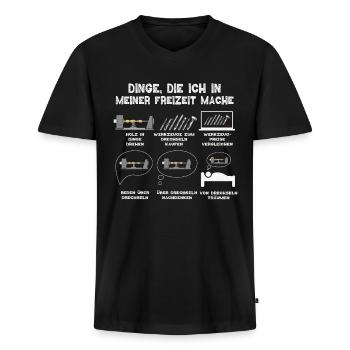 Drechsler Drechseln Drechselbank Drechsel - Männer Premium Bio T-Shirt mit V-Ausschnitt - Schwarz - Vorne - Nico (187cm)