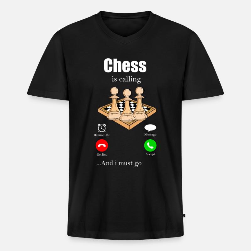 Schach - Männer Premium Bio T-Shirt mit V-Ausschnitt - Schwarz