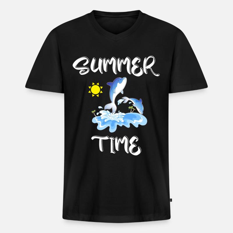 Sommerzeit - Männer Premium Bio T-Shirt mit V-Ausschnitt - Schwarz