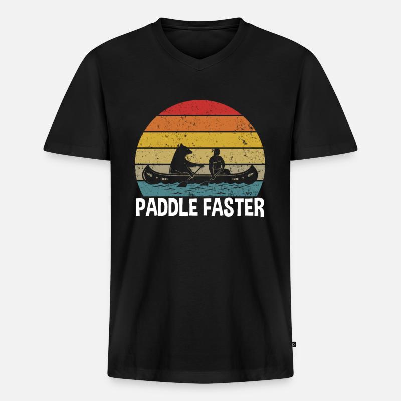 Kanu paddle faster - Männer Premium Bio T-Shirt mit V-Ausschnitt - Schwarz