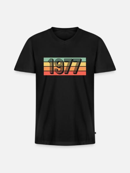 Year 1977 - Men's Premium Organic T-shirt with V-neck - black