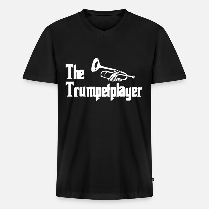 Trompete - Männer Premium Bio T-Shirt mit V-Ausschnitt - Schwarz