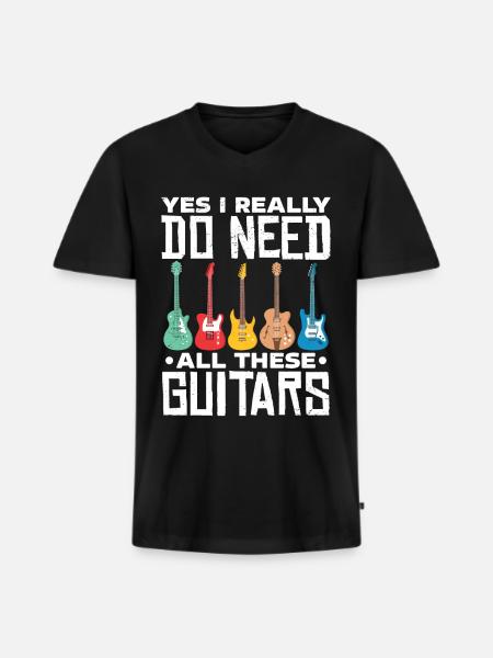 guitars - Men's Premium Organic T-shirt with V-neck - black
