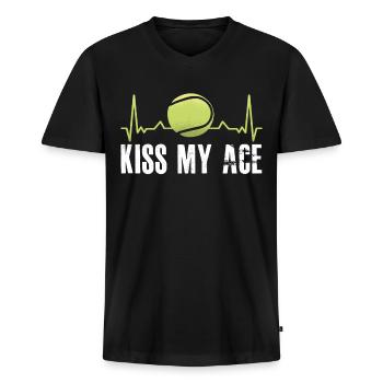 Funny Tennis Gift For All Tennis Players - Men's Premium Organic T-shirt with V-neck - black - Front - Nico (187cm)