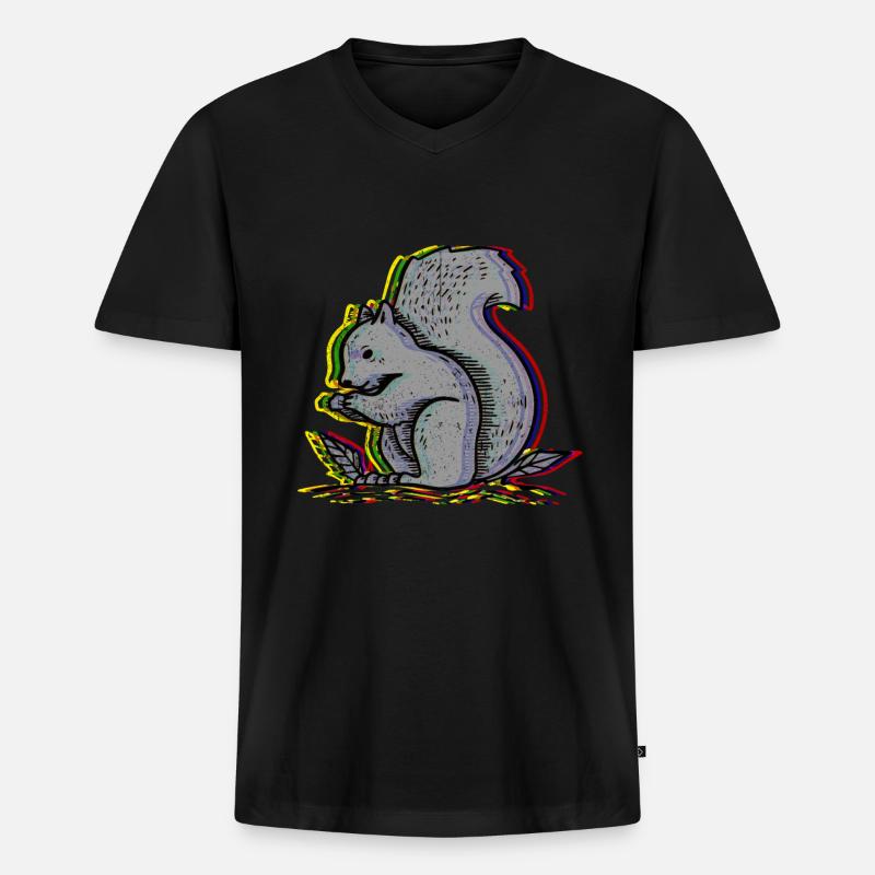 Eichhörnchen - Männer Premium Bio T-Shirt mit V-Ausschnitt - Schwarz