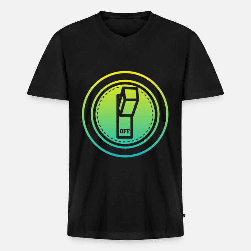 off button - Männer Premium Bio T-Shirt mit V-Ausschnitt - Schwarz