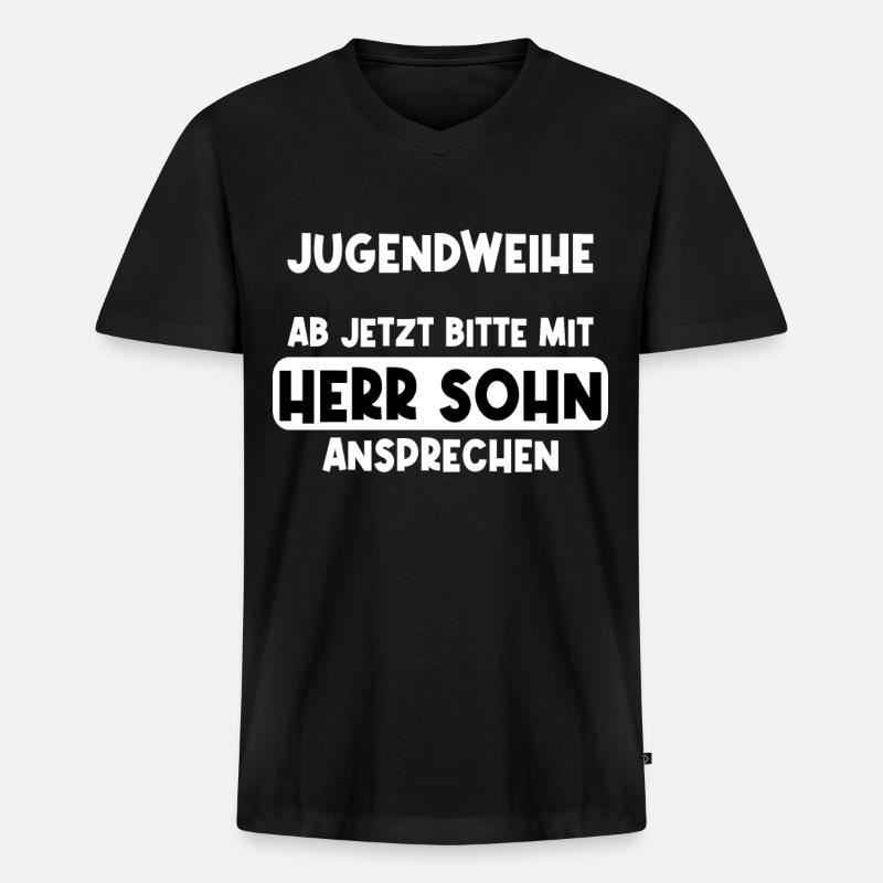 Jugendweihe Junge Sohn Jugend Geschenk - Männer Premium Bio T-Shirt mit V-Ausschnitt - Schwarz