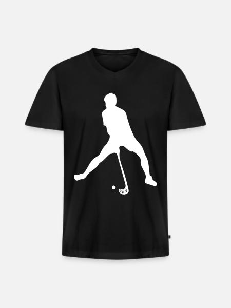Floorball - Men's Premium Organic T-shirt with V-neck - black