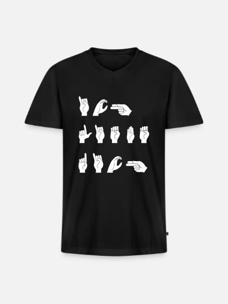 Jeg elsker dig tegnsprog tegnsprog - Premium økologisk T-shirt med V-hals til mænd - sort