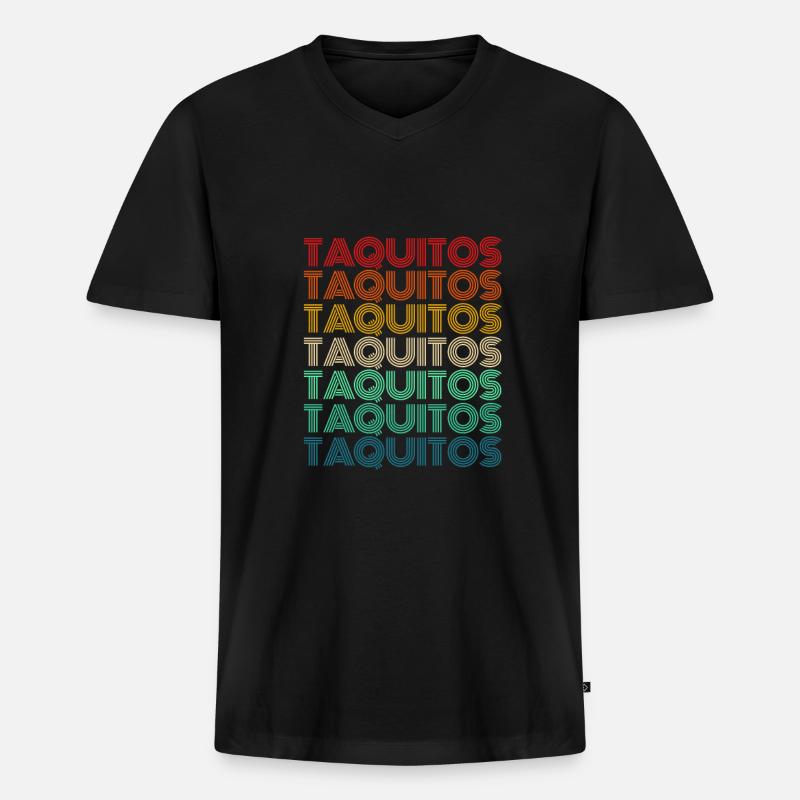 Taquitos Retro - Männer Premium Bio T-Shirt mit V-Ausschnitt - Schwarz